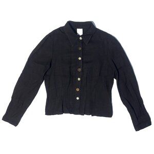 FL Malik Varied Style Buttons Black Long Sleeve Button Up Shirt - M Pleated